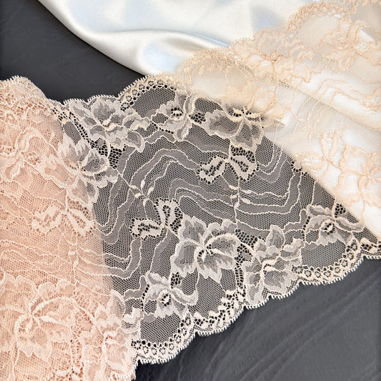 Elastic lace 18cm, beige