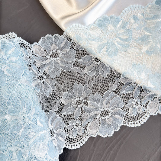 Elastic lace 17cm, light blue