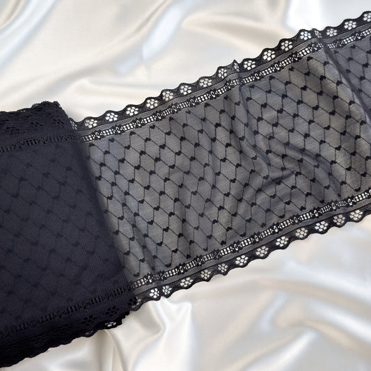 Elastic lace 15cm, black