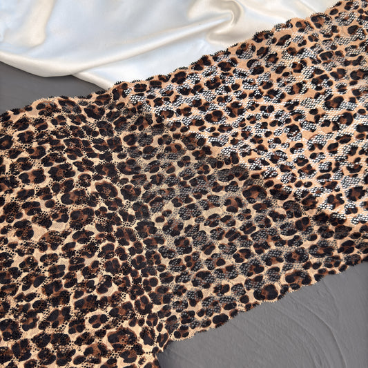 Elastic lace 23cm, leopard print