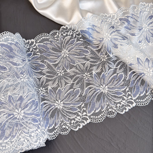 Elastic lace 22cm, silver blue