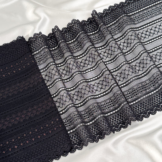 Elastic lace 24cm, black
