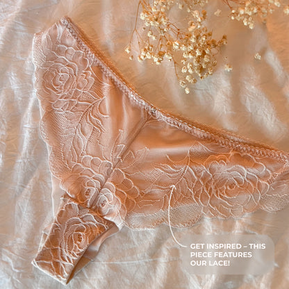 Encaje elástico 21 cm, beige con matiz rosado