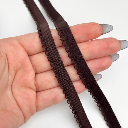 Decorative picot elastic 11mm, brown