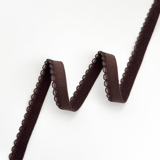 Decorative picot elastic 11mm, brown