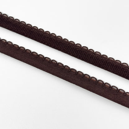 Decorative picot elastic 11mm, brown