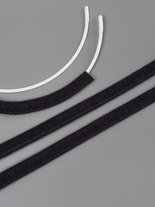 Plush underwire casing, black, 10mm