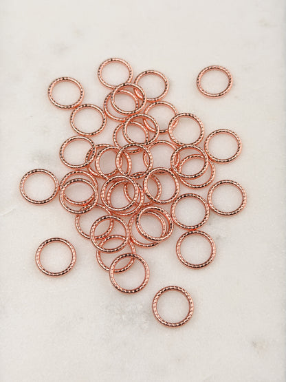 Anilla metálica (estriada), oro rosa, 10mm