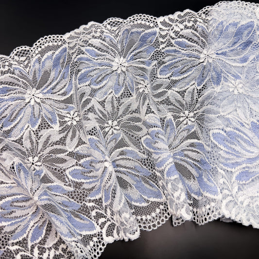 Elastic lace 22cm, silver blue