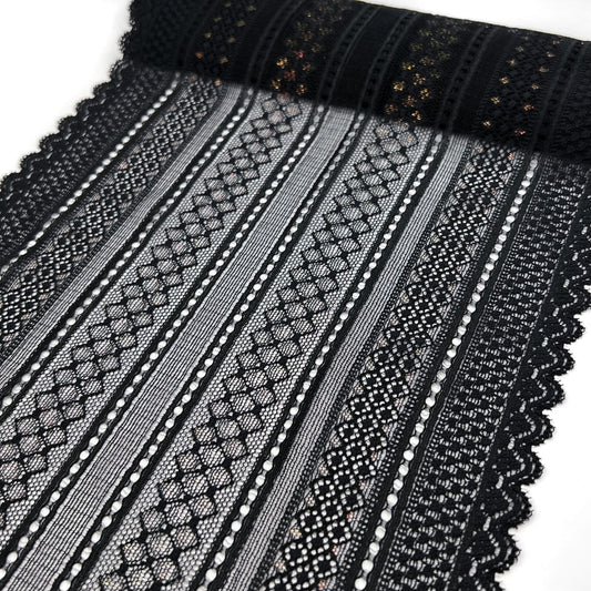 Elastic lace 24cm, black