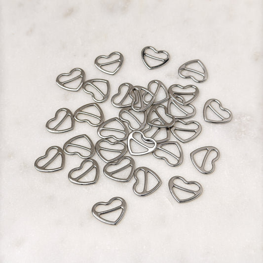 Slider (heart), silver, 10mm