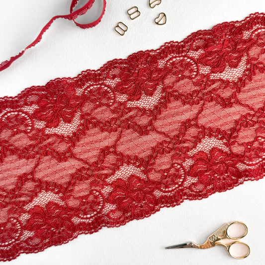 Elastic lace 18cm, dark red (101)