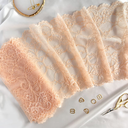 Elastic lace 22cm, beige peach