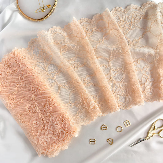 Elastic lace 22cm, beige peach