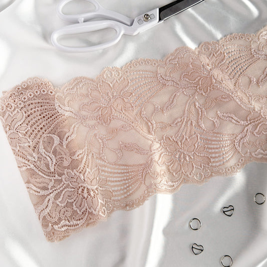 Elastic lace 17cm, silver peony (168)