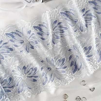 Elastic lace 22cm, silver blue