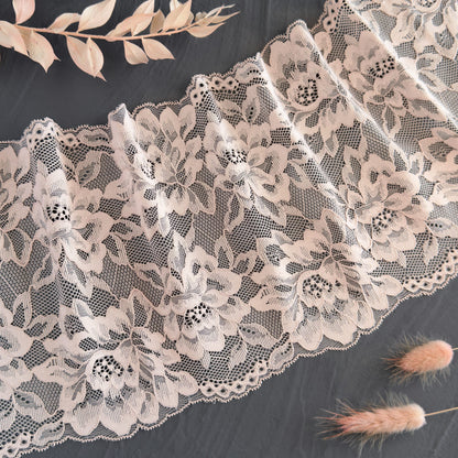 Elastic lace 21cm, silver peony (168)