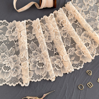 Encaje elástico 19 cm, beige (126)