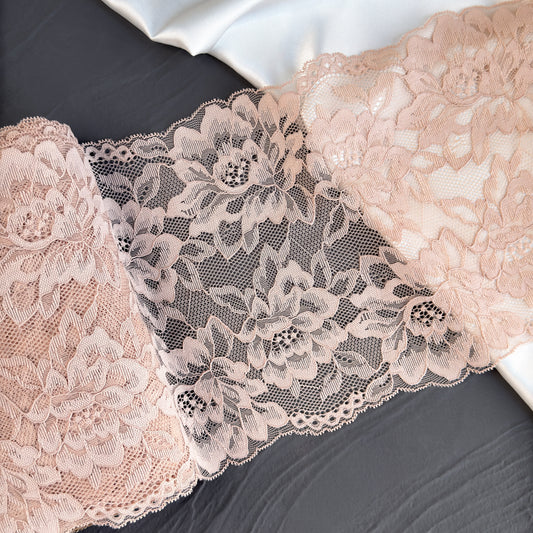 Elastic lace 21cm, silver peony (168)
