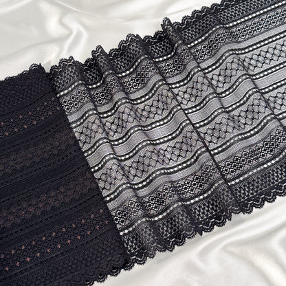 Elastic lace 24cm, black