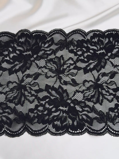 Elastic lace 21cm, black
