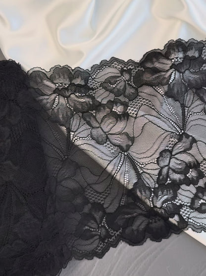Elastic lace 21cm, black