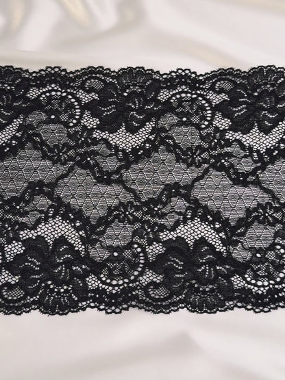 Elastic lace 18cm, black