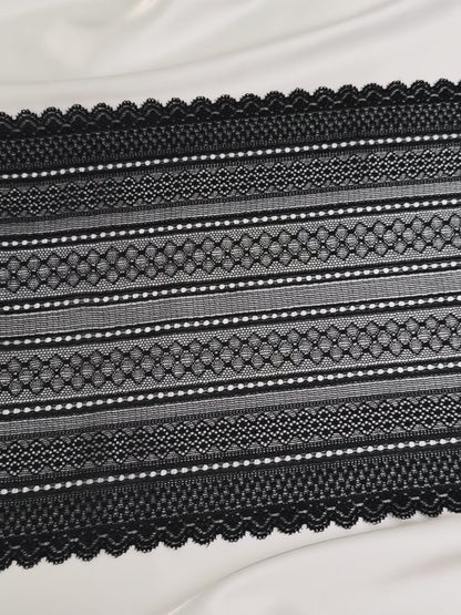 Elastic lace 24cm, black