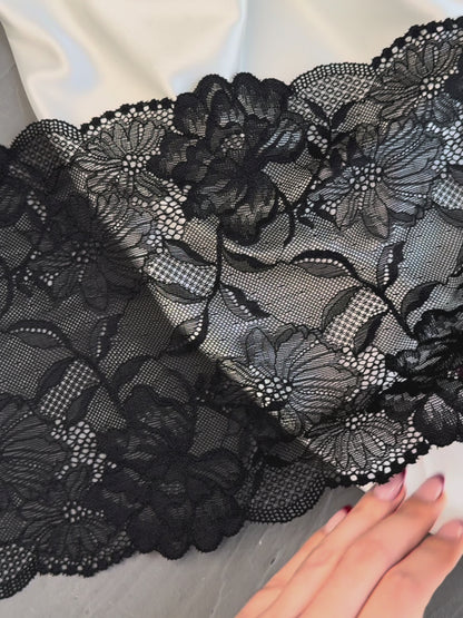 Elastic lace 21cm, black