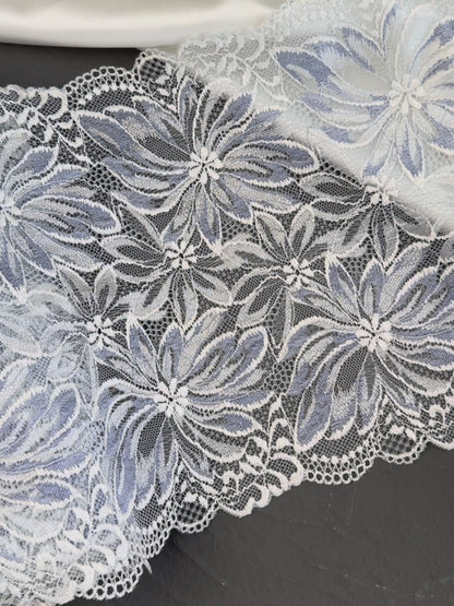 Elastic lace 22cm, silver blue