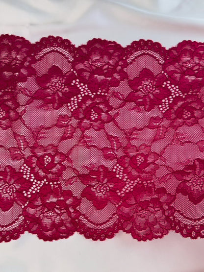 Elastic lace 23cm, raspberry red