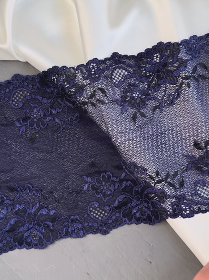 Elastic lace 17cm, dark blue (61)