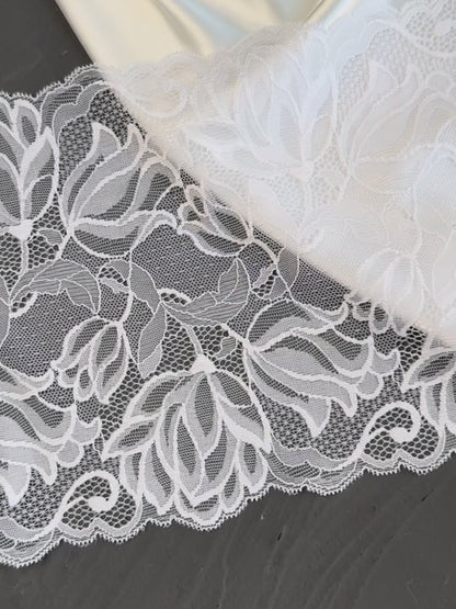 Encaje elástico 20 cm, blanco